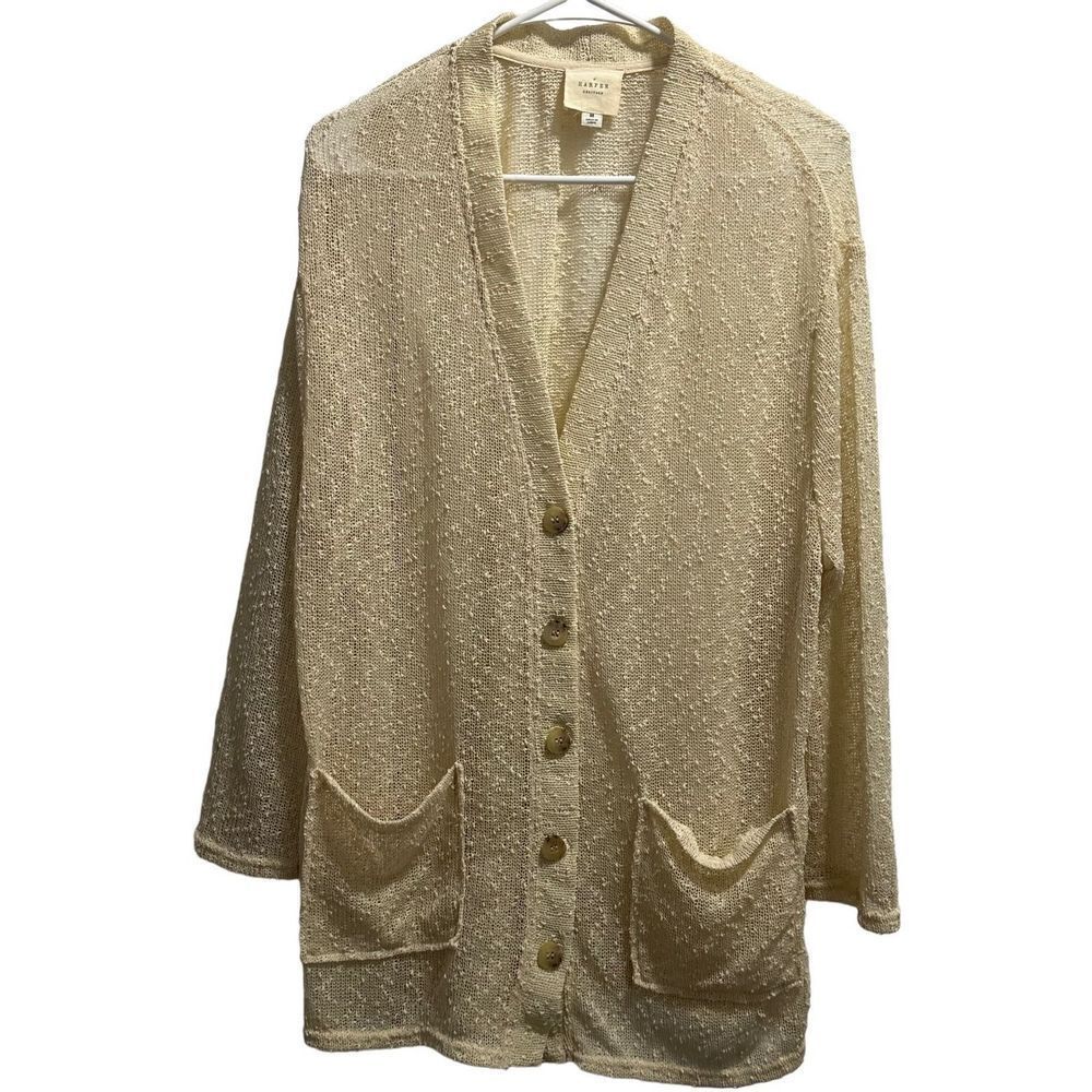 Women's Harper Knit Button Front Cream Cardigan Size Medium